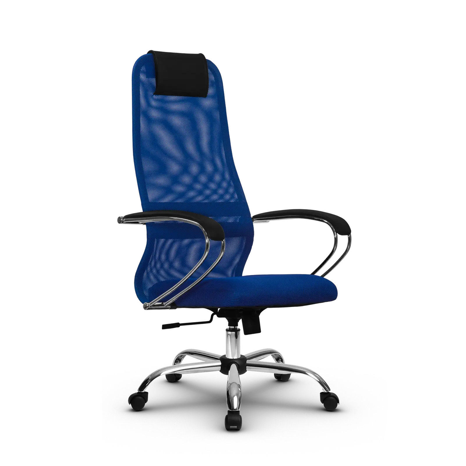 Кресло METTA SU-BK131-8 ТКАНЬ СИНЯЯ/К.ЗАМ ЧЕРНЫЙ КРЕСТОВИНА ХРОМИРОВАННАЯ